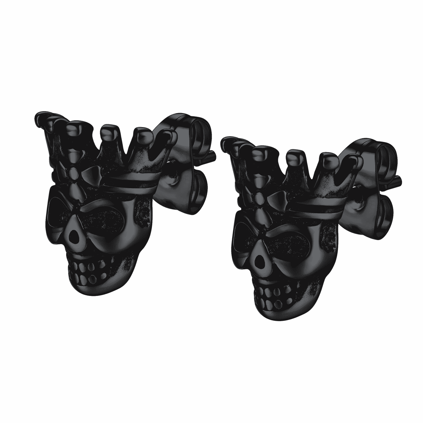 FaithHeart Punk Crown Skull Stud Earrings for Men FaithHeart