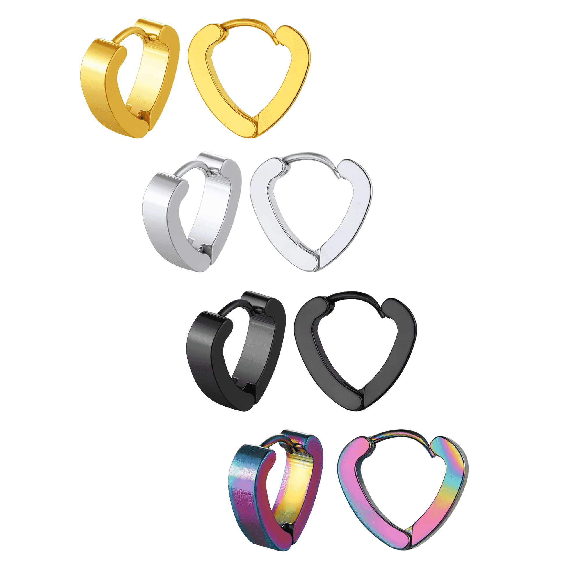 FaithHeart Heart Hoop Earrings Set for Men 4 Pairs FaithHeart