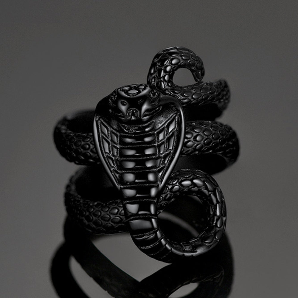 FaithHeart Gothic Punk Cobra Snake Ring For Men FaithHeart