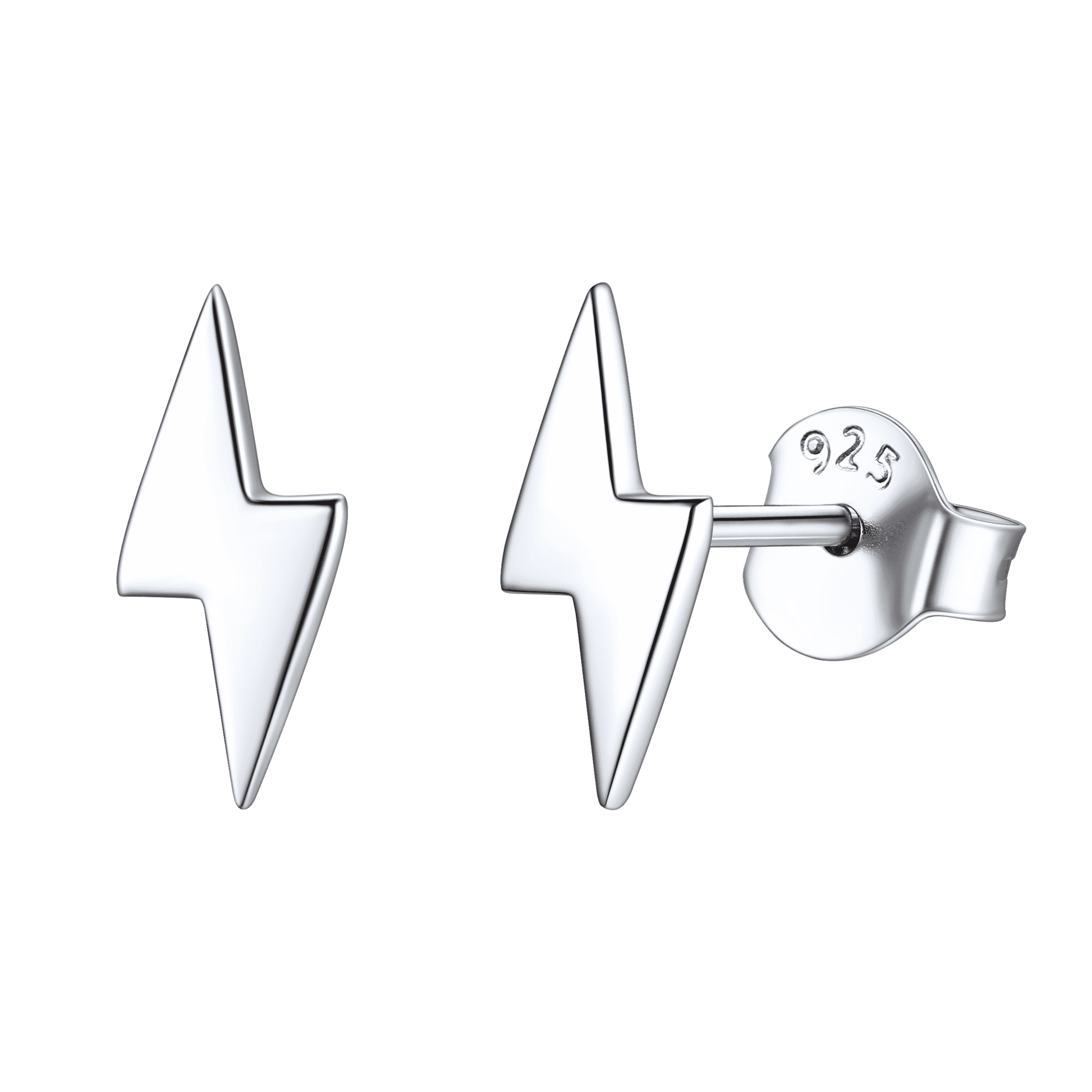 FaithHeart Sterling Silver Lightning Bolt Stud Earrings For Men FaithHeart
