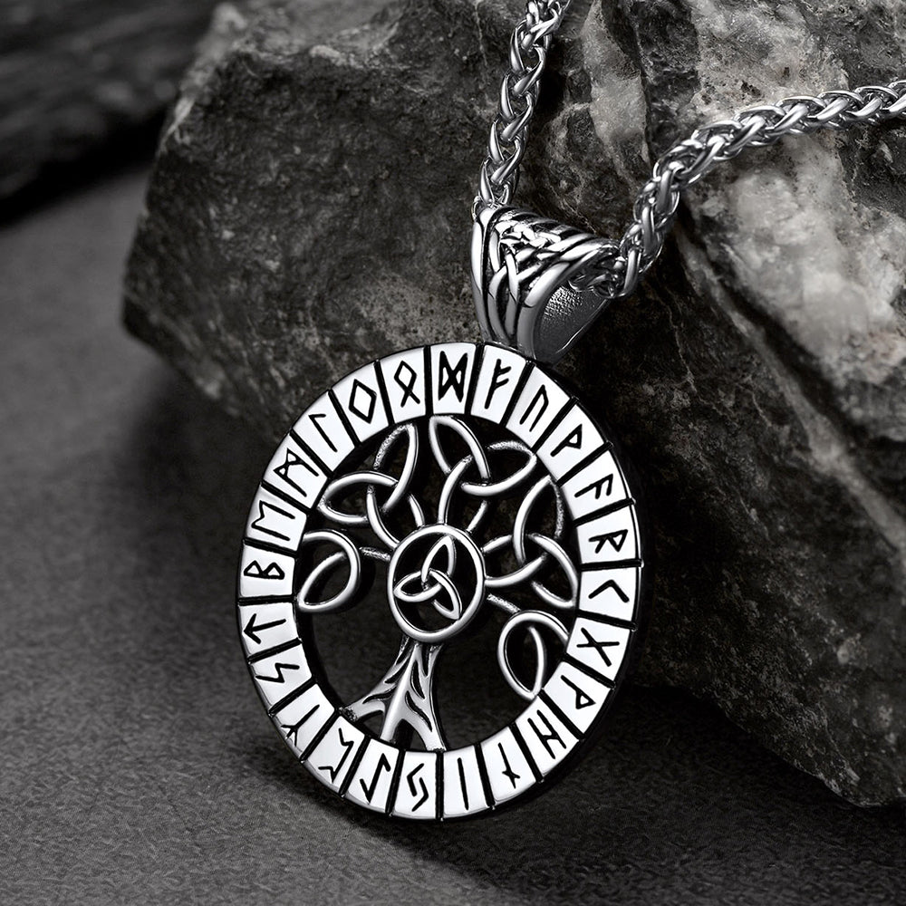 FaithHeart Norse Viking Rune Tree Of Life Necklace For Men FaithHeart