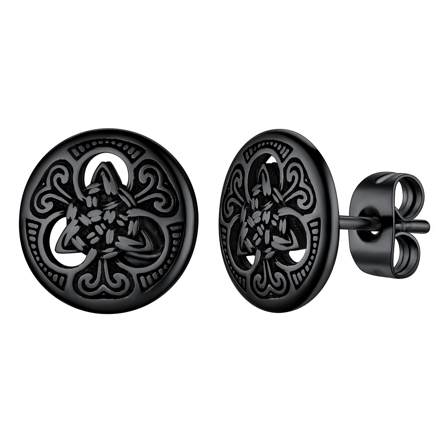 FaithHeart Round Irish Celtic Knot Stud Earrings For Men FaithHeart