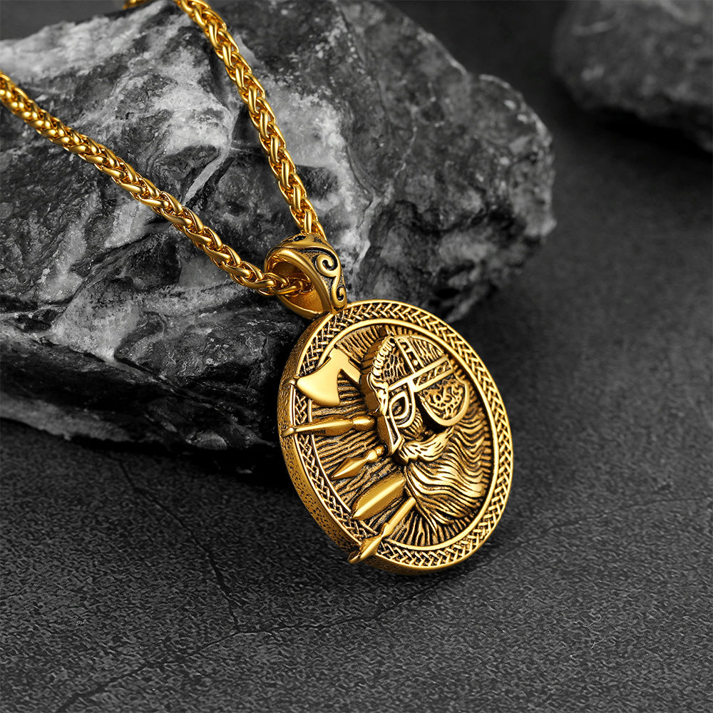 FaithHeart Norse Viking Odin Warrior Pendant Necklace for Men FaithHeart