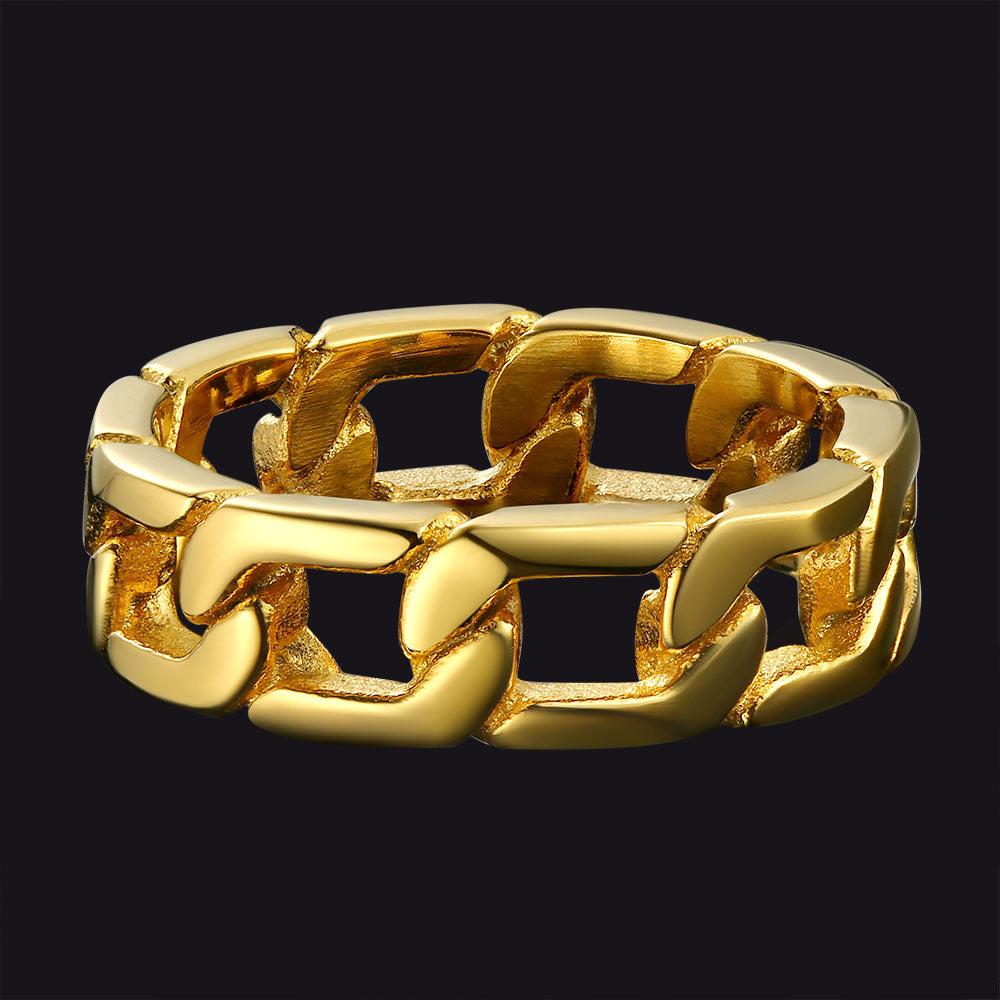 FaithHeart Chunky Cuban Link Ring For Men Stainless Steel FaithHeart