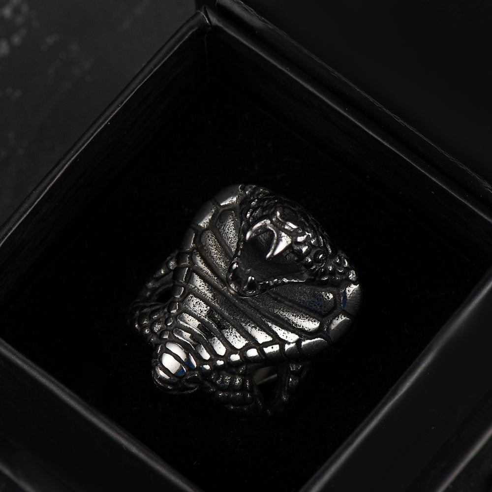 FaithHeart Gothic Huge Cobra Snake Ring Stainless Steel for Men FaithHeart