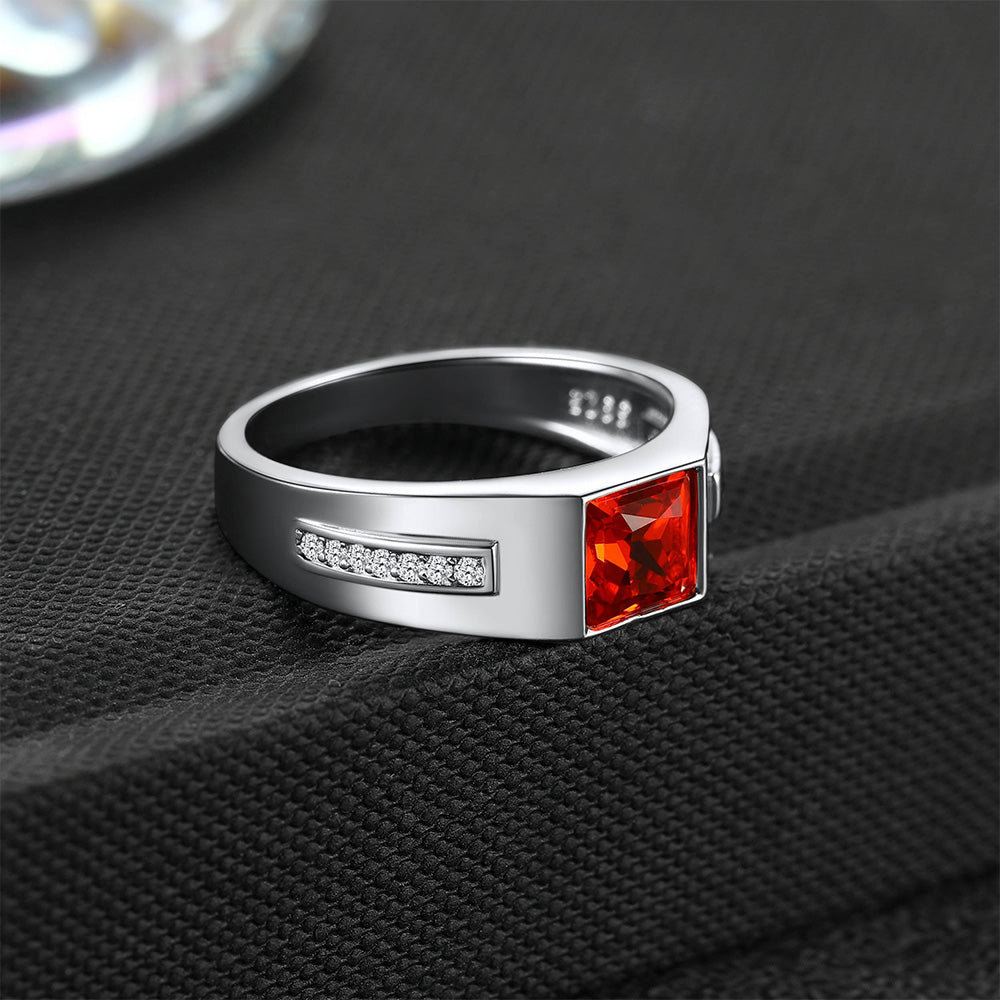 FaithHeart Sterling Silver Birthstone Ring For Men With Cubic Zirconia FaithHeart