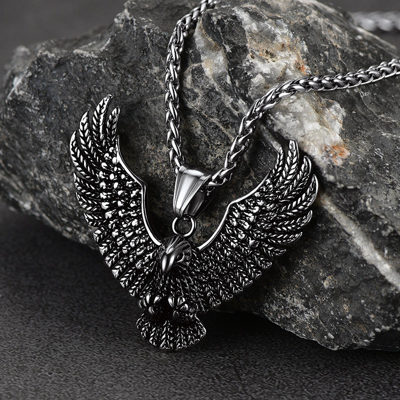 FaithHeart Vintage Eagle Necklace Stainless Steel Pendant for Men FaithHeart