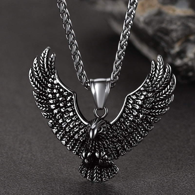 FaithHeart Vintage Eagle Necklace Stainless Steel Pendant for Men FaithHeart
