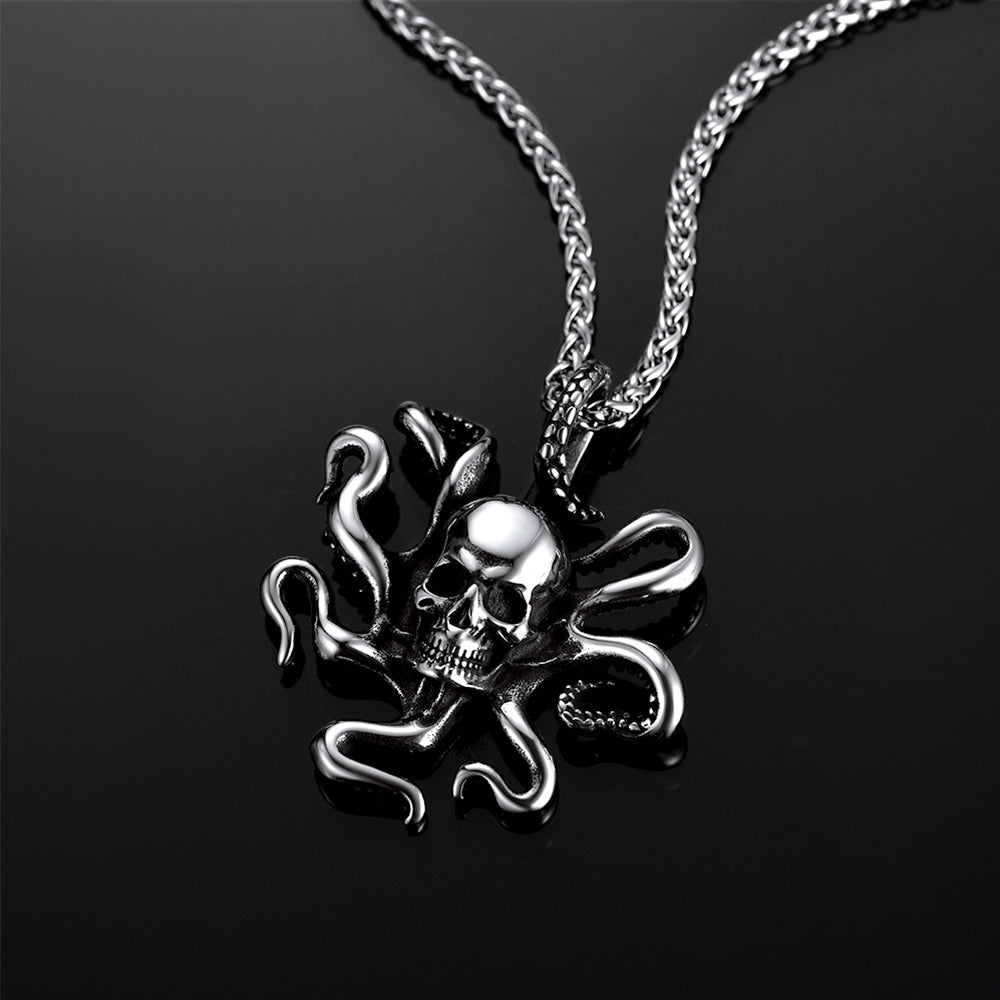 FaithHeart Gothic Octopus Skull Necklace For Men FaithHeart