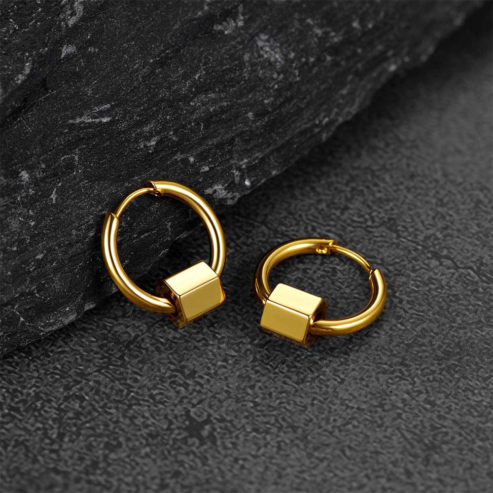FaithHeart Punk Hexagon Hoop Earrings For Men FaithHeart