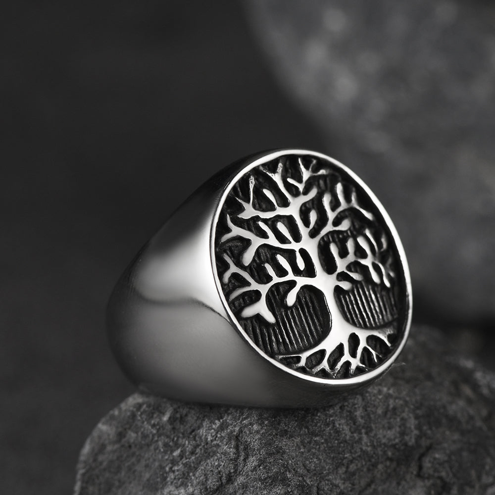 FaithHeart Vintage Tree of Life Signet Ring for Men FaithHeart