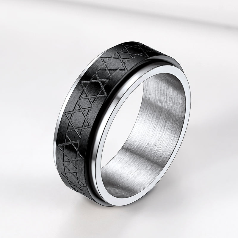 FaithHeart Star of David Spinner Anxiety Ring For Men FaithHeart