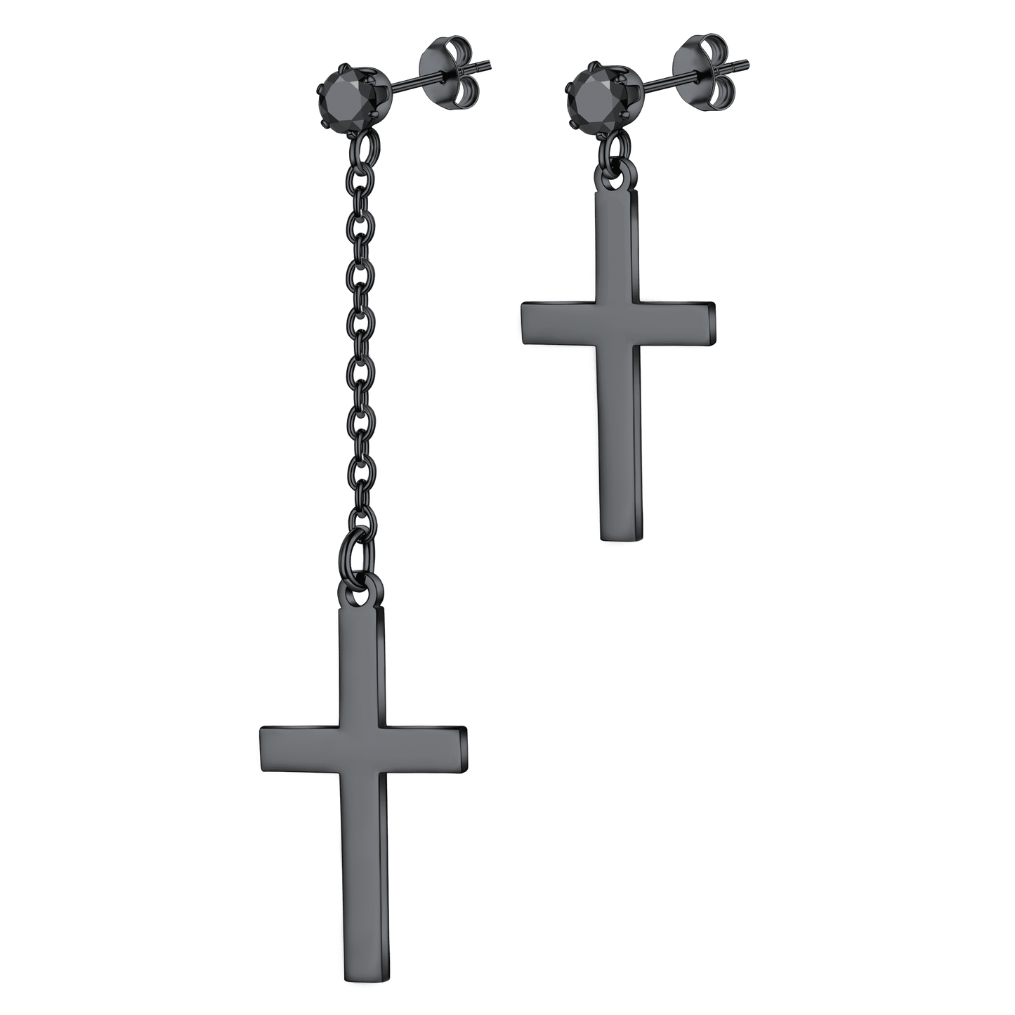 FaithHeart Asymmetric Cross Dangle Earrings for Men FaithHeart
