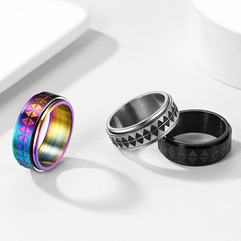 FaithHeart Men's Unique Triangle Anxiety Ring Stainless Steel FaithHeart