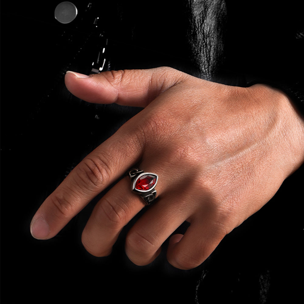 FaithHeart Vintage Celtic Ruby Ring Gemstone Ring for Men FaithHeart