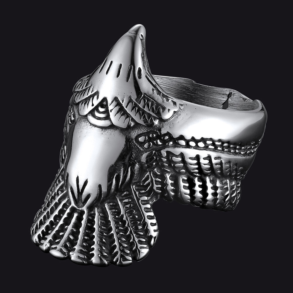 FaithHeart Vintage Retro Eagle Ring For Men Stainless Steel FaithHeart