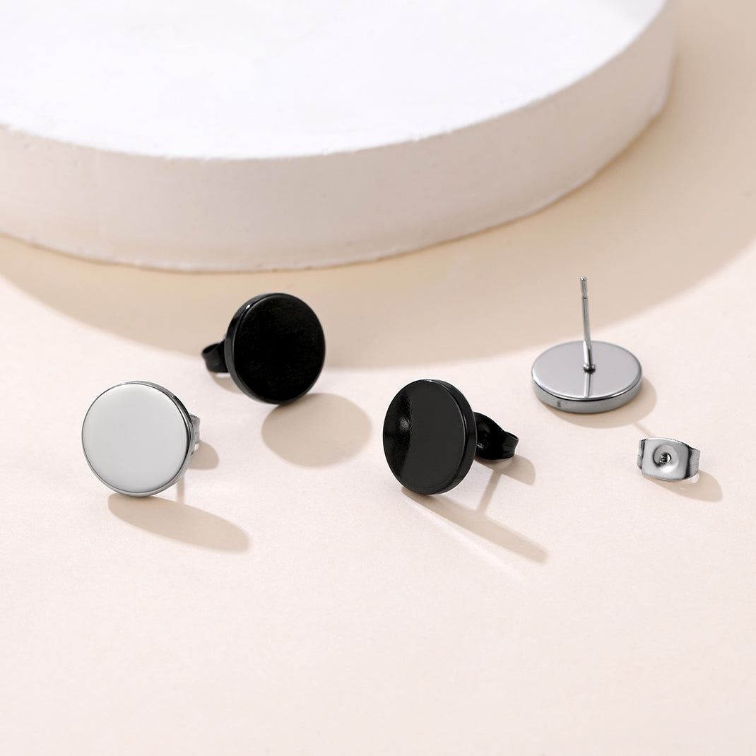 FaithHeart Punk Round Stud Earrings Set For Men 12 Pairs FaithHeart