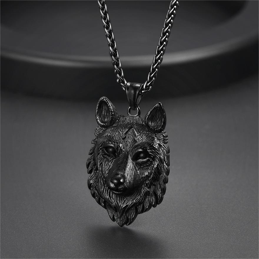 FaithHeart Viking Wolf Pendant Necklace For Men FaithHeart