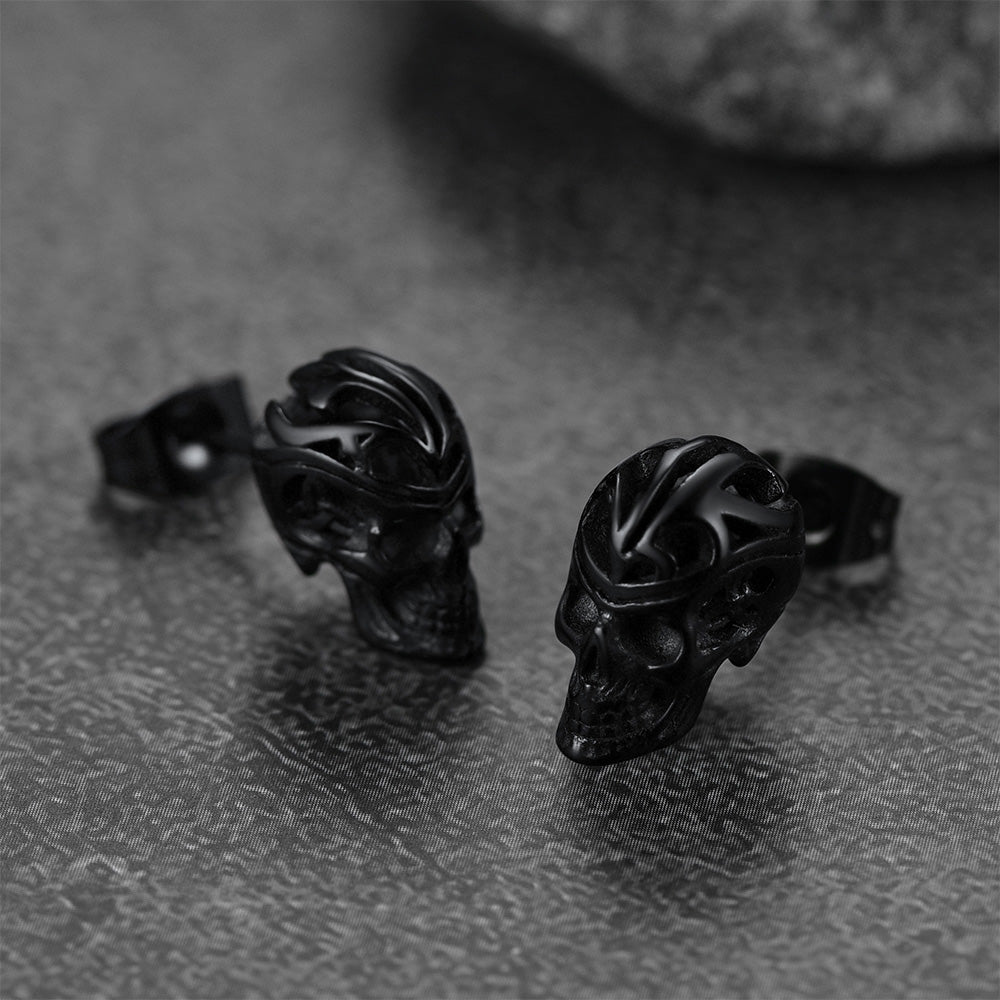 FaithHeart Gothic Celtic Knot Skull Stud Earrings For Men FaithHeart