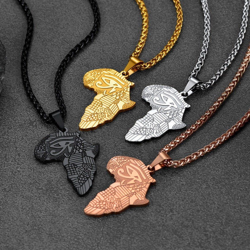 FaithHeart African Map Necklace with Eye Of Horus For Men FaithHeart