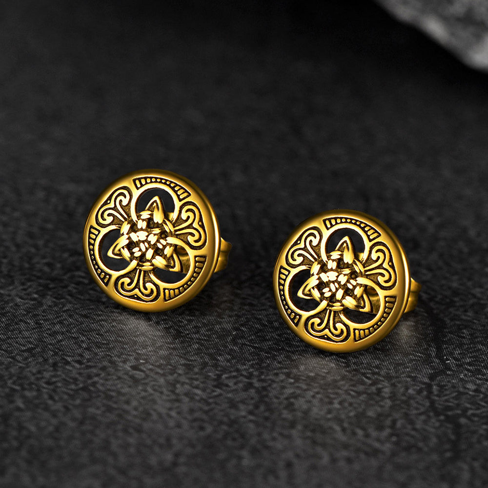 FaithHeart Round Irish Celtic Knot Stud Earrings For Men FaithHeart