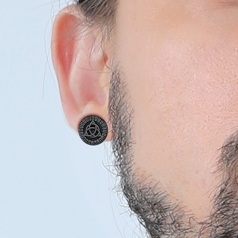 FaithHeart Viking Celtic Knot With Rune Stud Earrings for Men FaithHeart