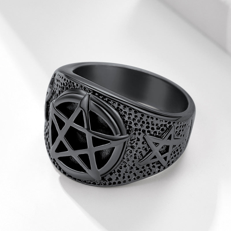 FaithHeart Vintage Pentagram Ring Stainless Steel Ring For Men FaithHeart