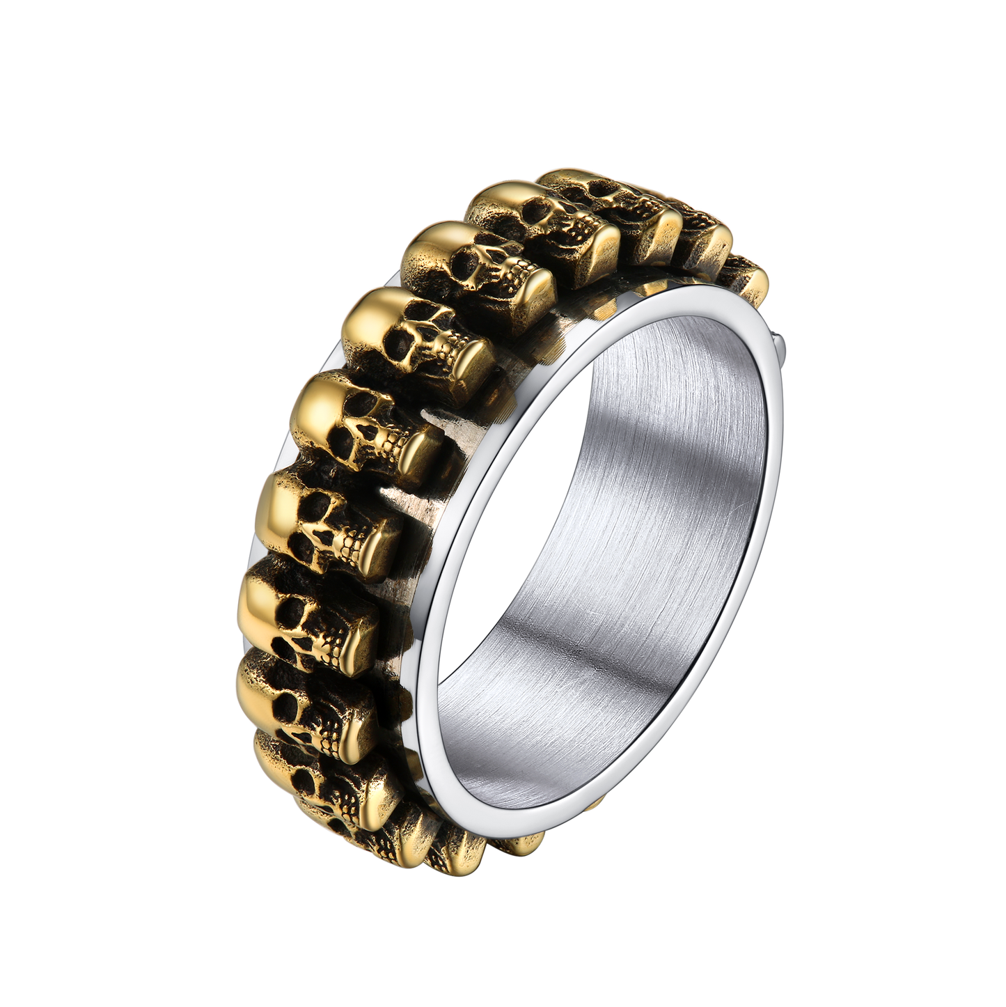FaithHeart Gothic Skull Ring Fidget Anxiety Ring For Men FaithHeart