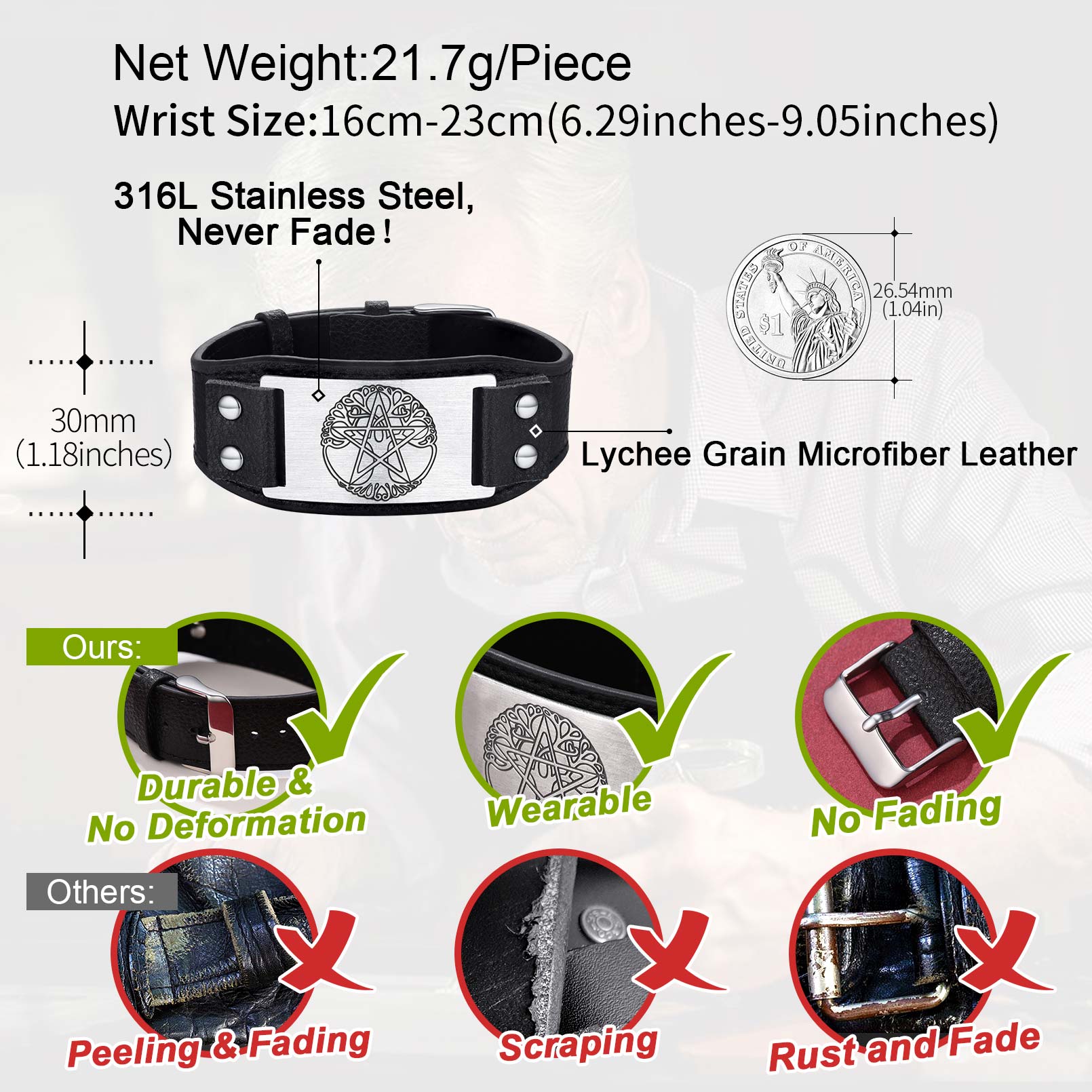 FaithHeart Tree of Life Cuff Bracelet Vintage Pentacle Bracelet FaithHeart