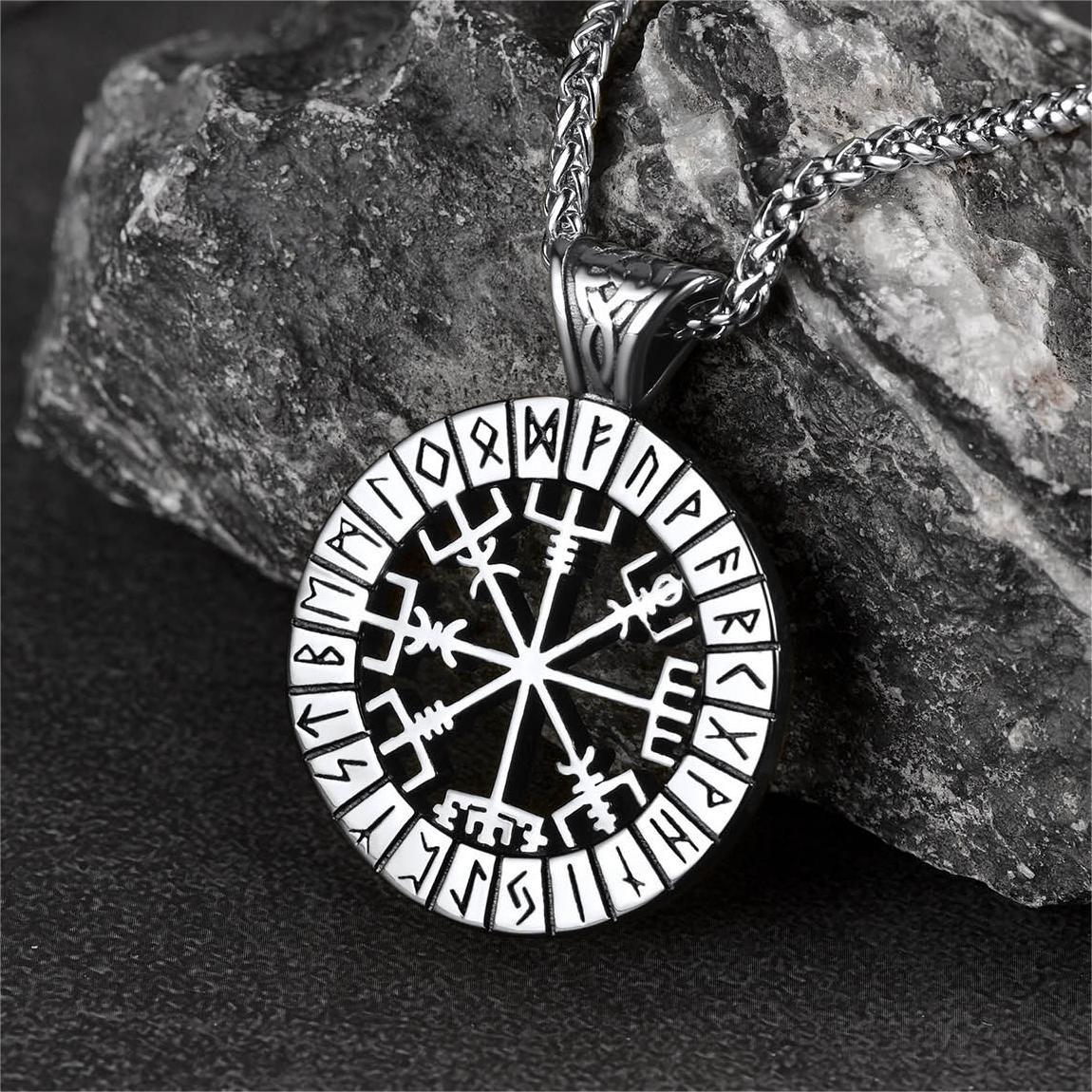 FaithHeart Viking Rune Vegvisir Necklace Pendant For Men FaithHeart