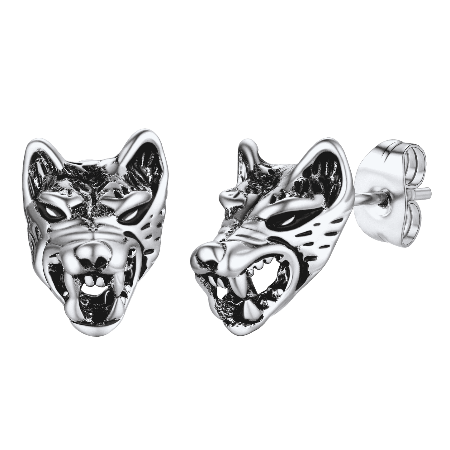 FaithHeart Viking Wolf Stud Earrings For Men FaithHeart
