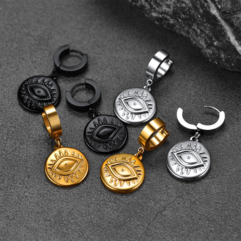 FaithHeart Evil Eye Hoop Dangle Earrings For Men FaithHeart