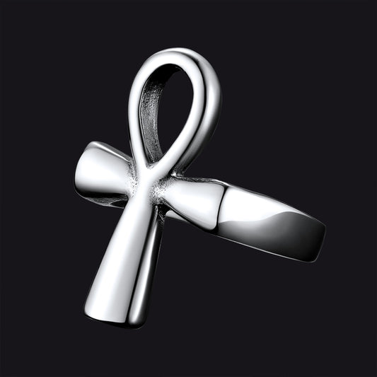 FaithHeart Egyptian Ankh Cross Ring Stainless Steel Ring for Men FaithHeartimg