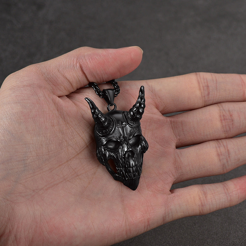 FaithHeart Gothic Skull Goat Necklace Devil Pendant for Men FaithHeart
