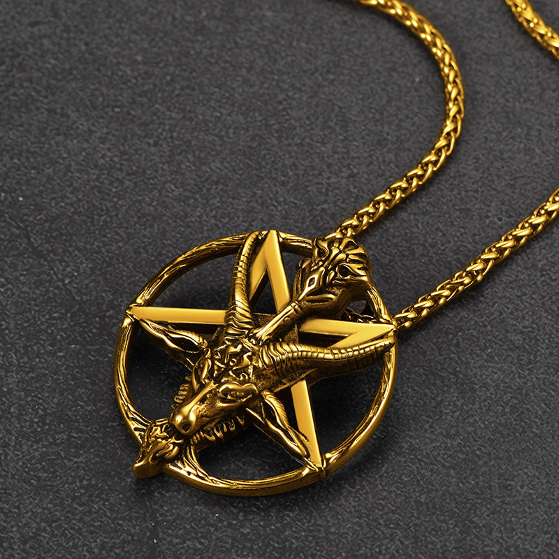 FaithHeart Satanic Baphomet Goat Pentagram Necklace for Men FaithHeart