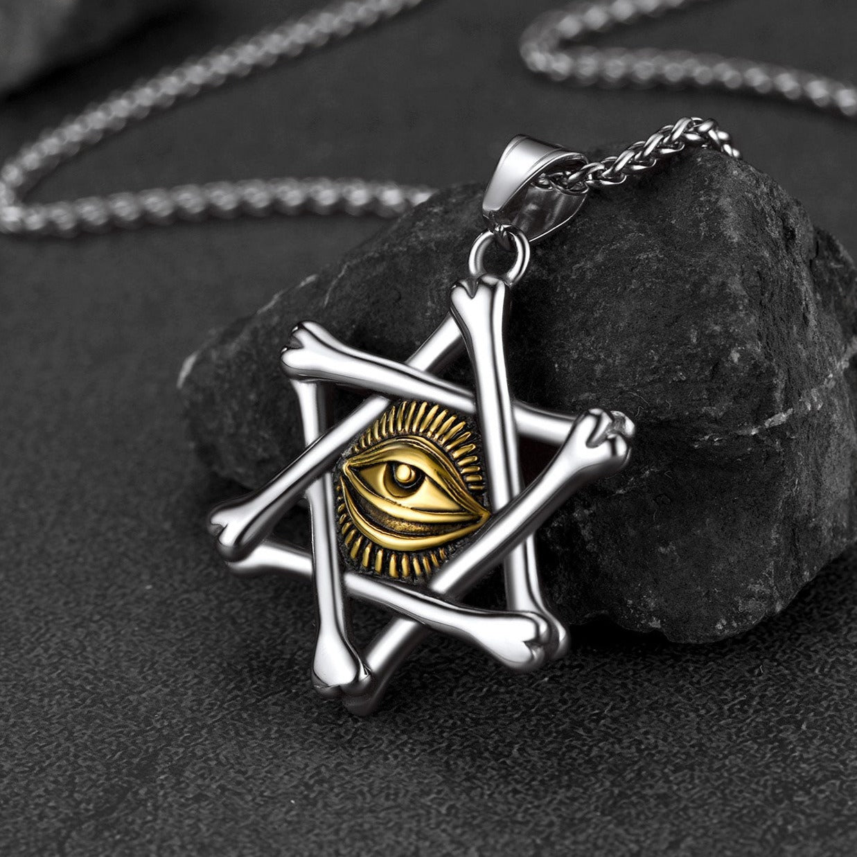 FaithHeart Vintage Star of David Necklace with Eye of God for Men FaithHeart