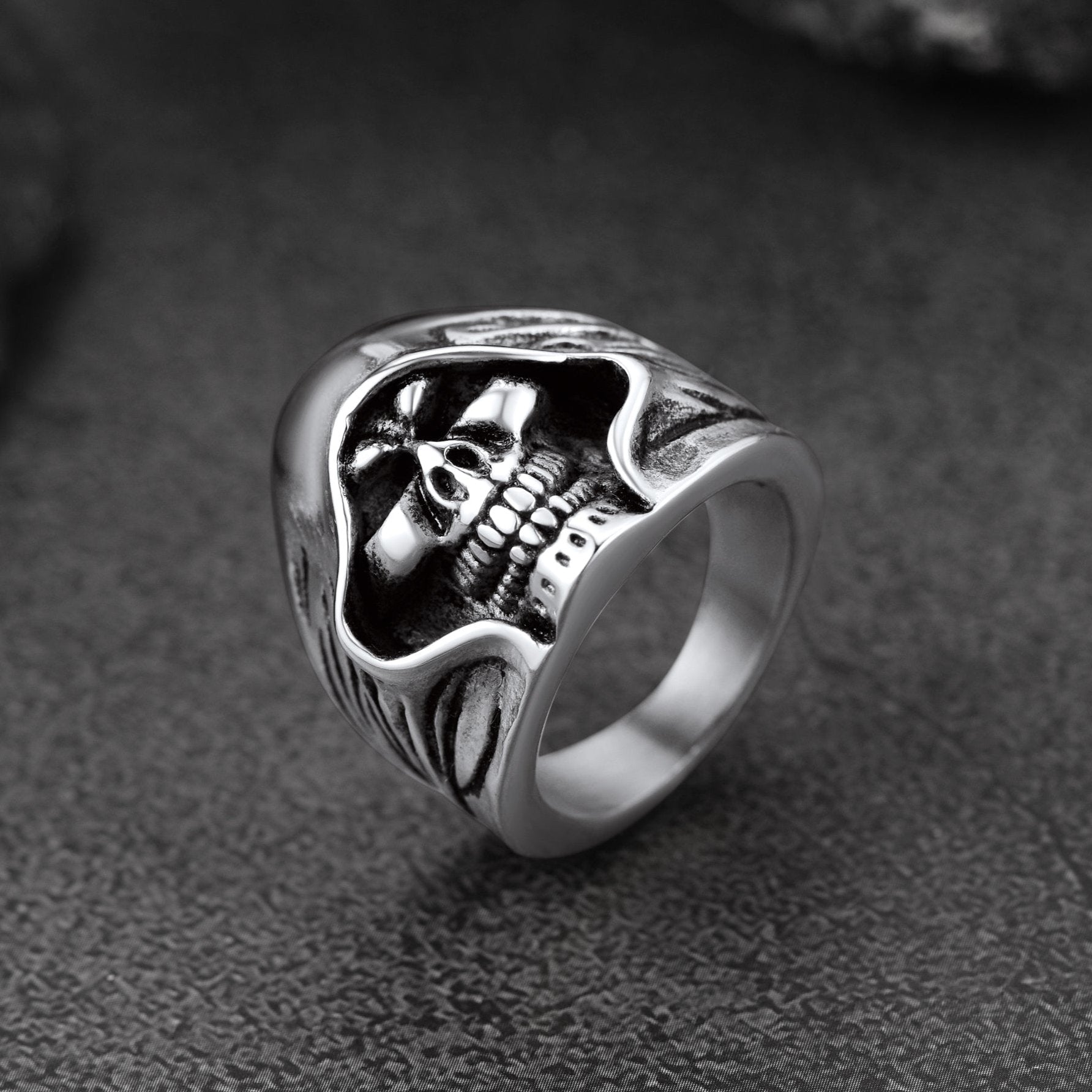 FaithHeart Gothic Grim Reaper Skull Ring For Men FaithHeart