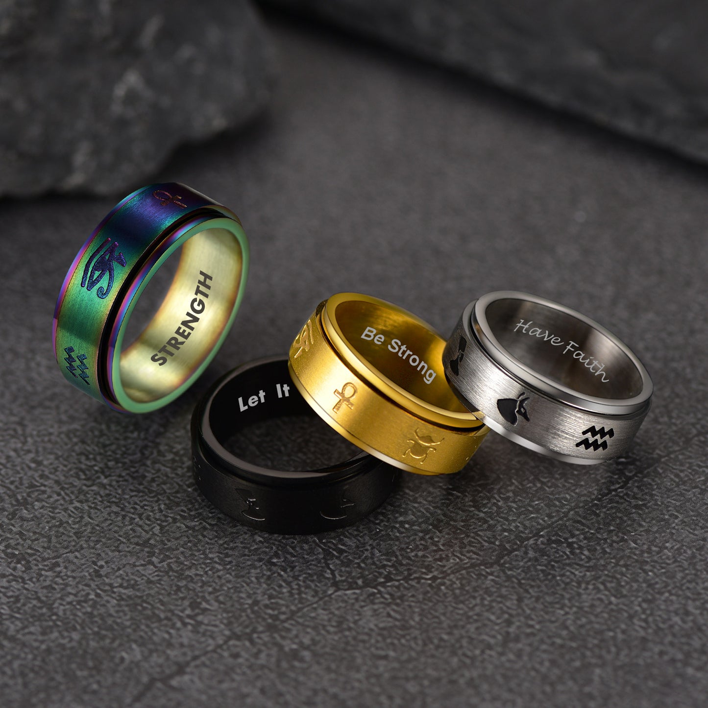 FaithHeart Egyptian Eye Of Horus Spinning Fidget Anxiety Ring FaithHeart