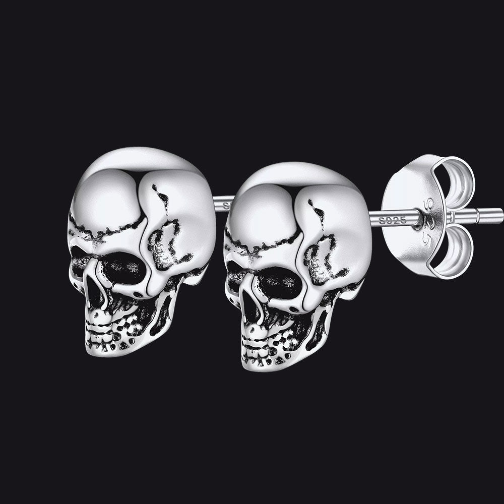 FaithHeart Punk Gothic Skull Stud Earrings For Men FaithHeart