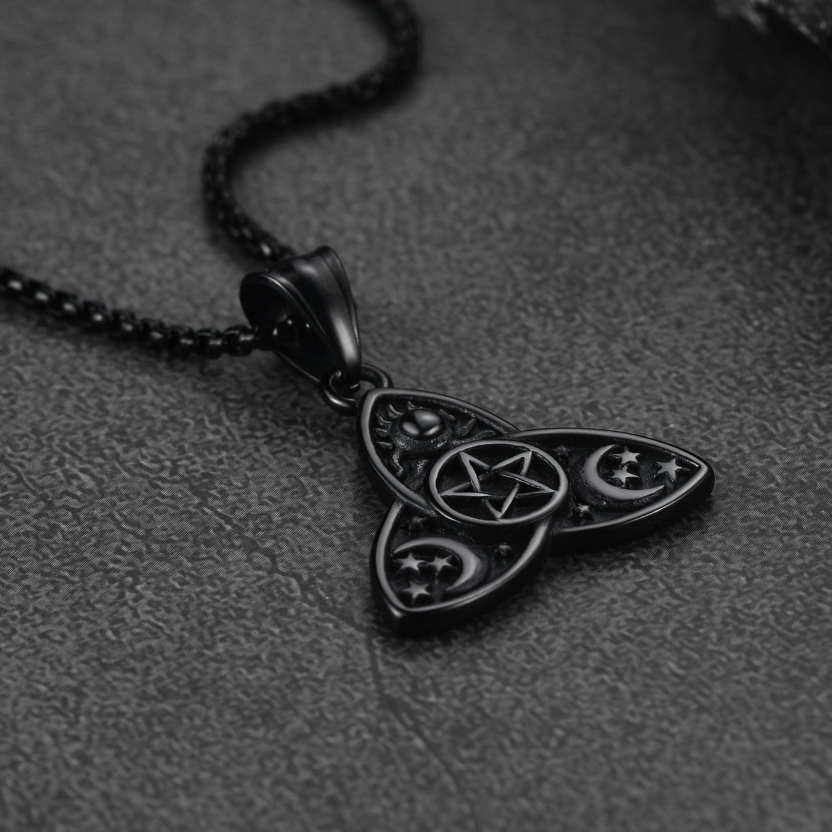 FaithHeart Triple Moon Goddess Pentagram Necklace for Men FaithHeart