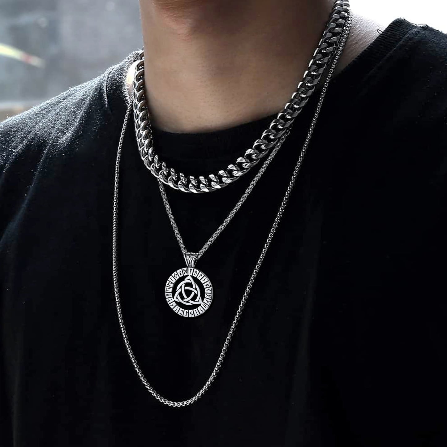 FaithHeart Viking Runes Celtic Knot Necklace for Men FaithHeart