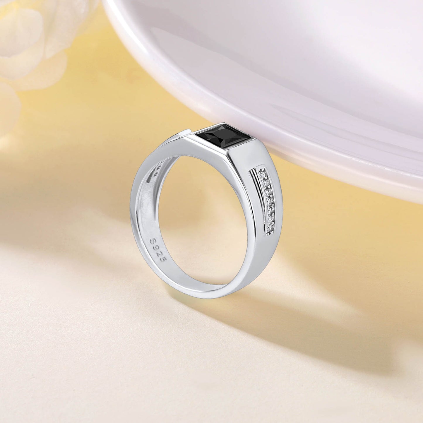 FaithHeart Minimalist Black Onyx Band Ring For Men FaithHeart