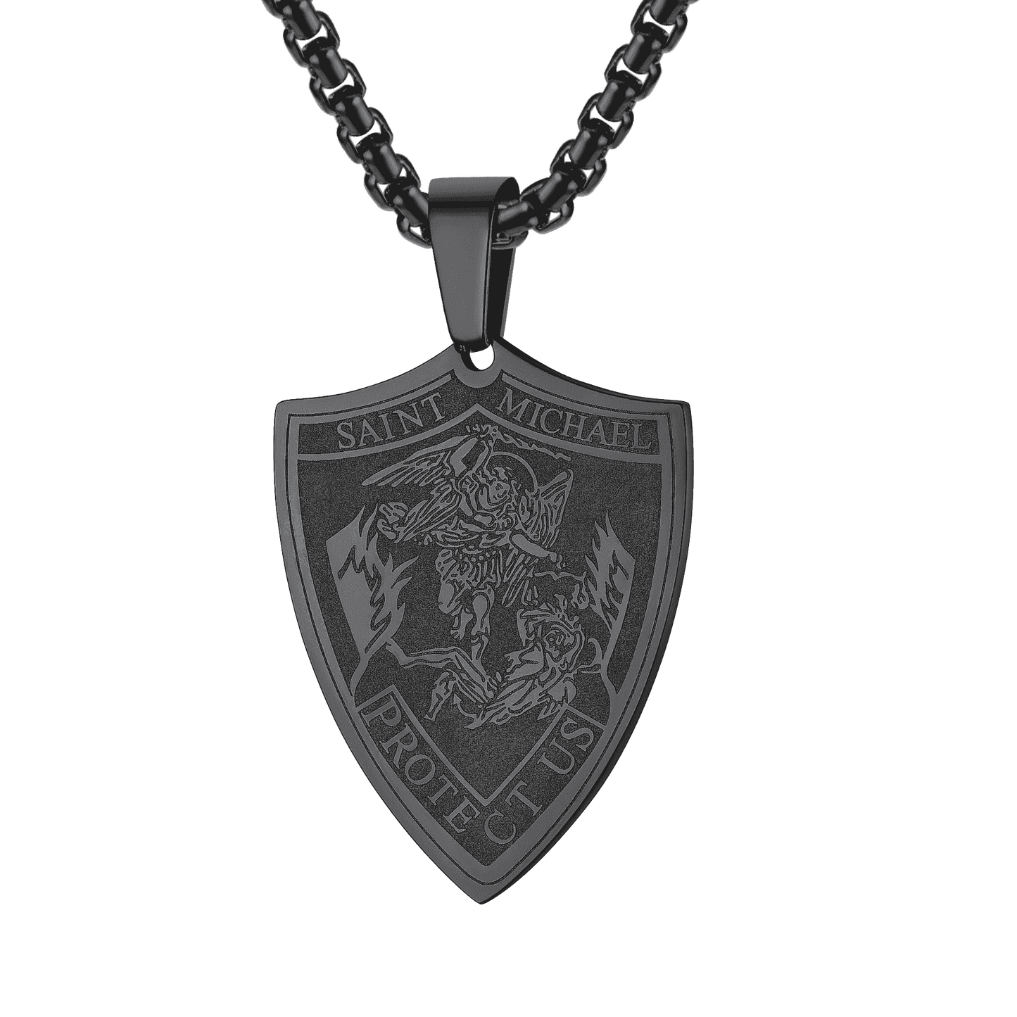 FaithHeart Saint Michael Necklace Archangel Shield Pendant for Men FaithHeart