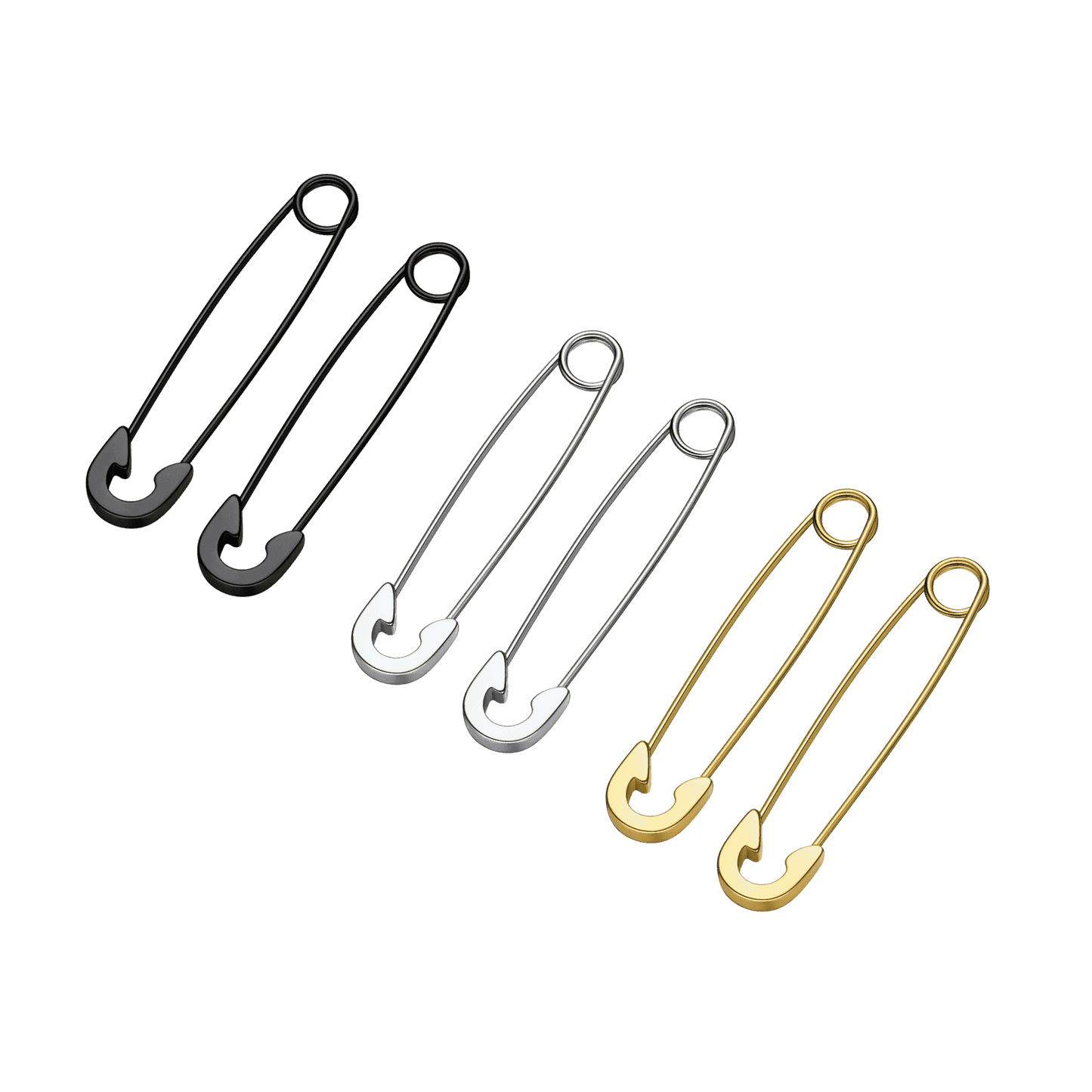 FaithHeart Stainless Steel Safety Pin Earrings Set For Men FaithHeart