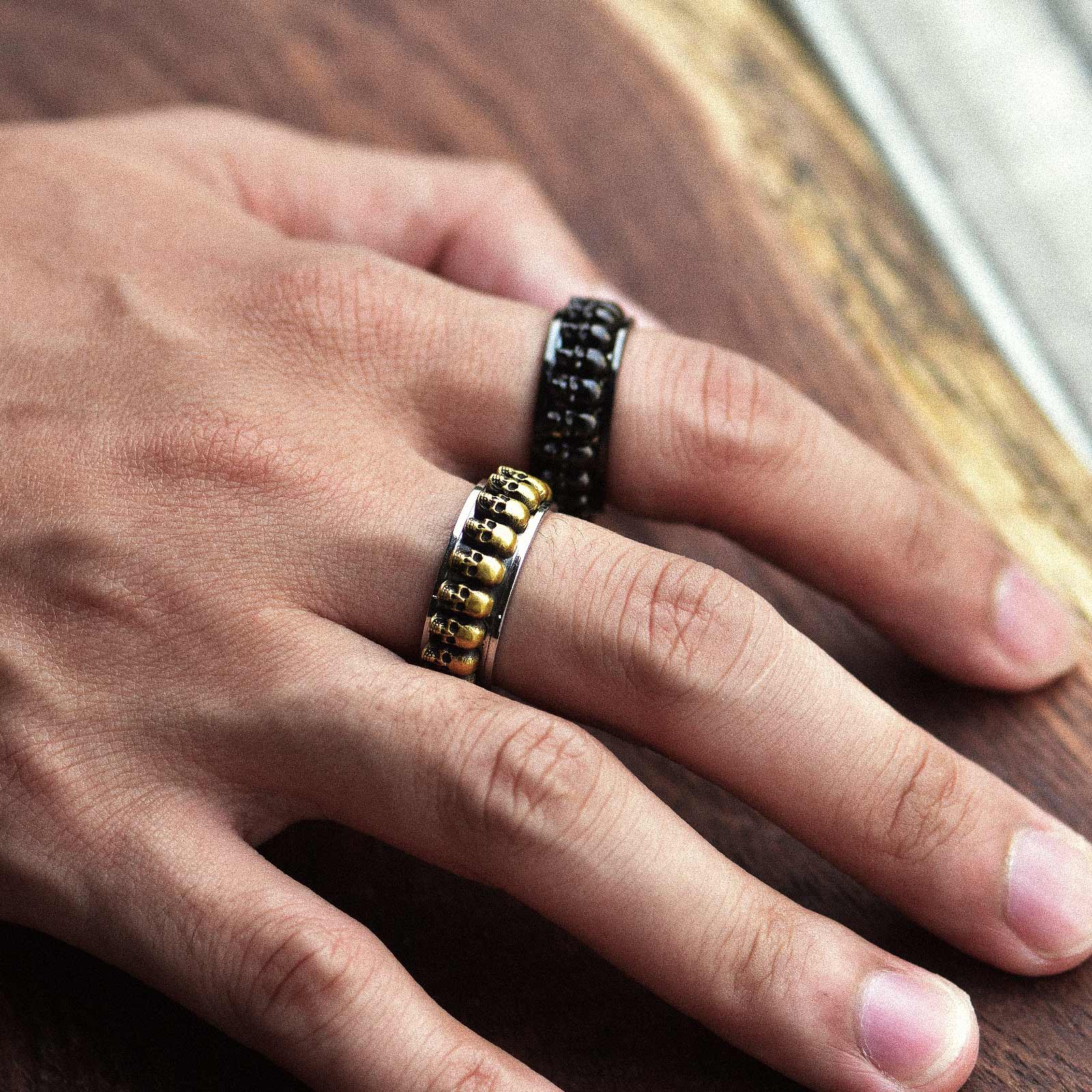 FaithHeart Gothic Skull Ring Fidget Anxiety Ring For Men FaithHeart