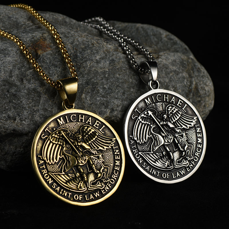 FaithHeart The Archangel St. Michael Medal Necklace For Men FaithHeart