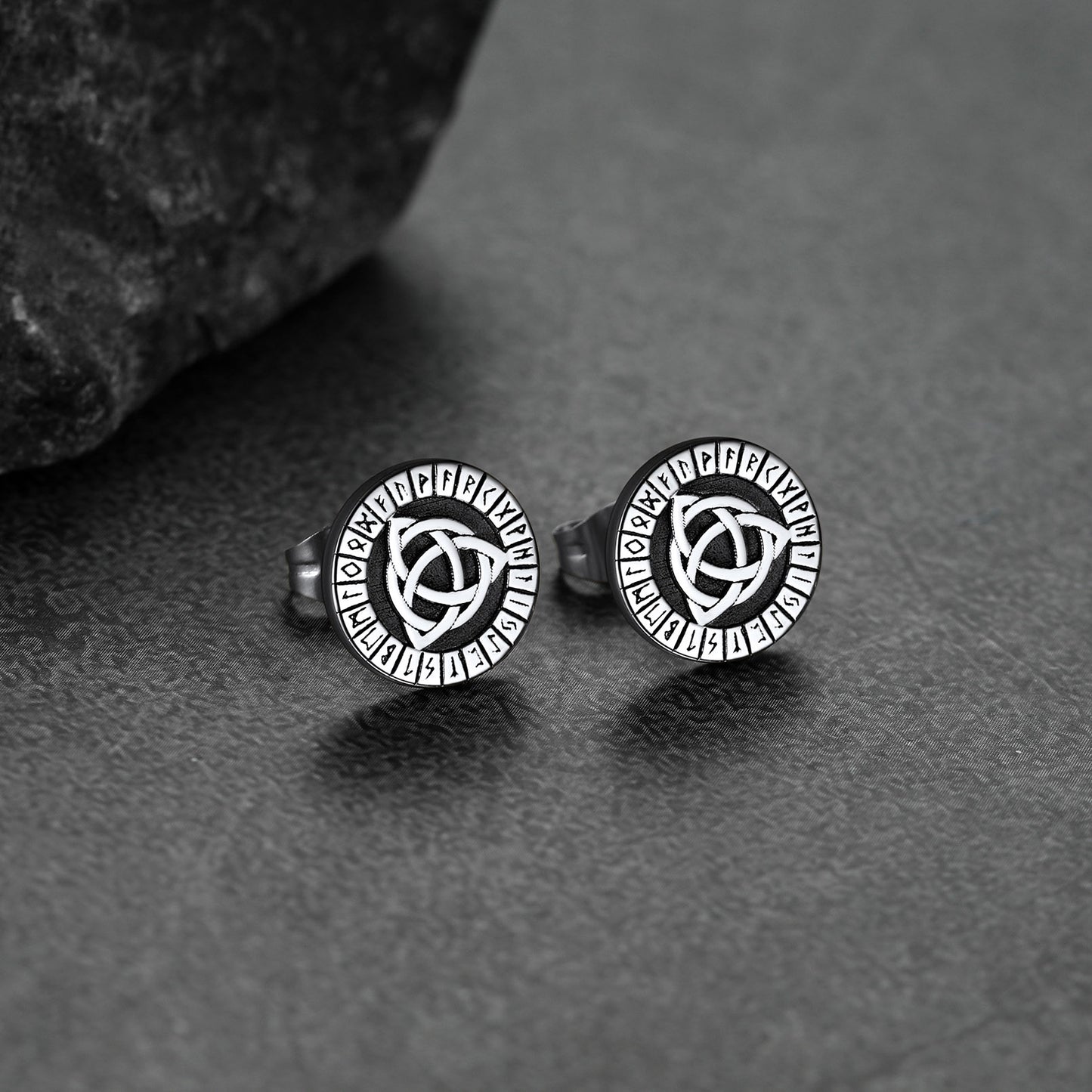 FaithHeart Viking Celtic Knot With Rune Stud Earrings for Men FaithHeart