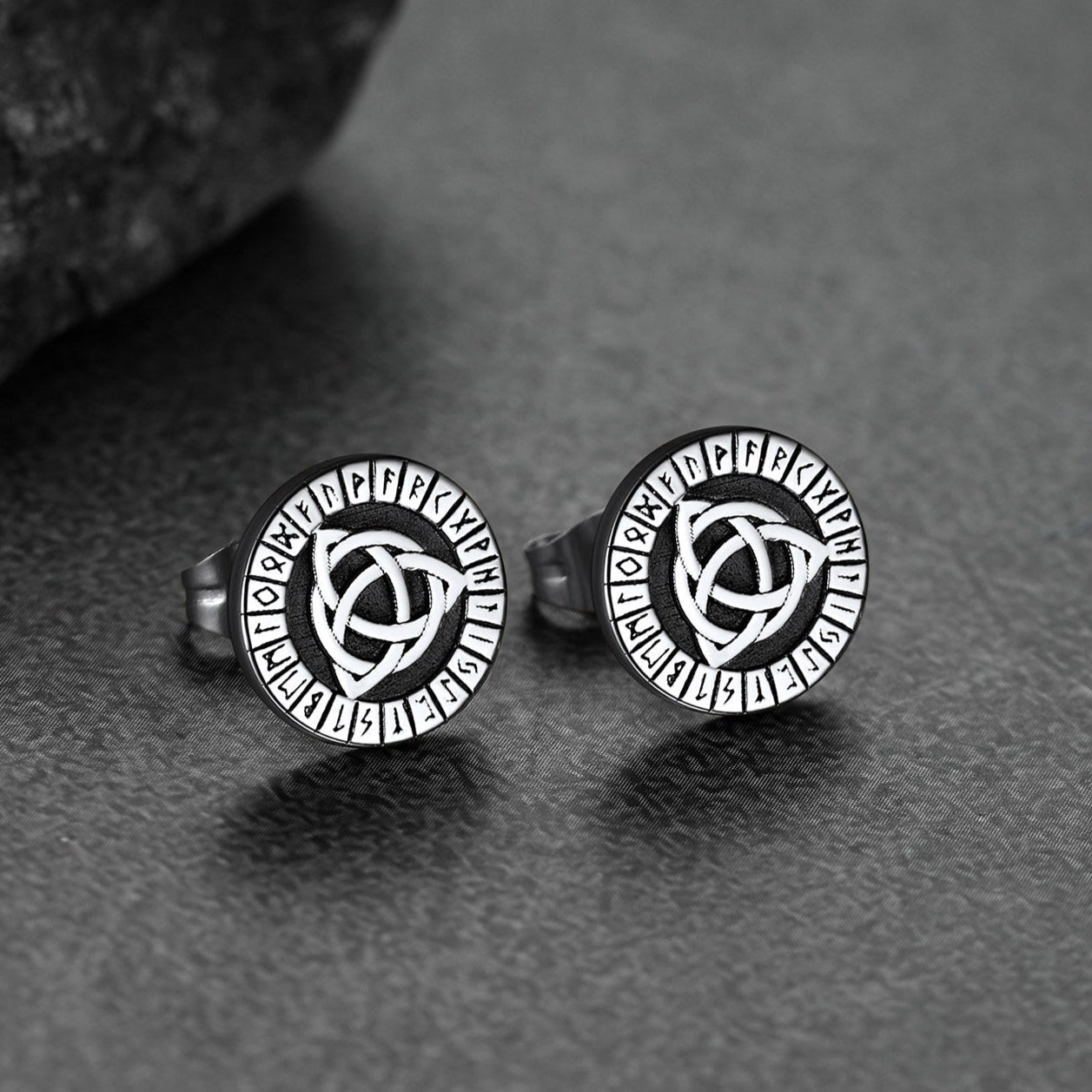FaithHeart Viking Celtic Knot With Rune Stud Earrings for Men FaithHeart
