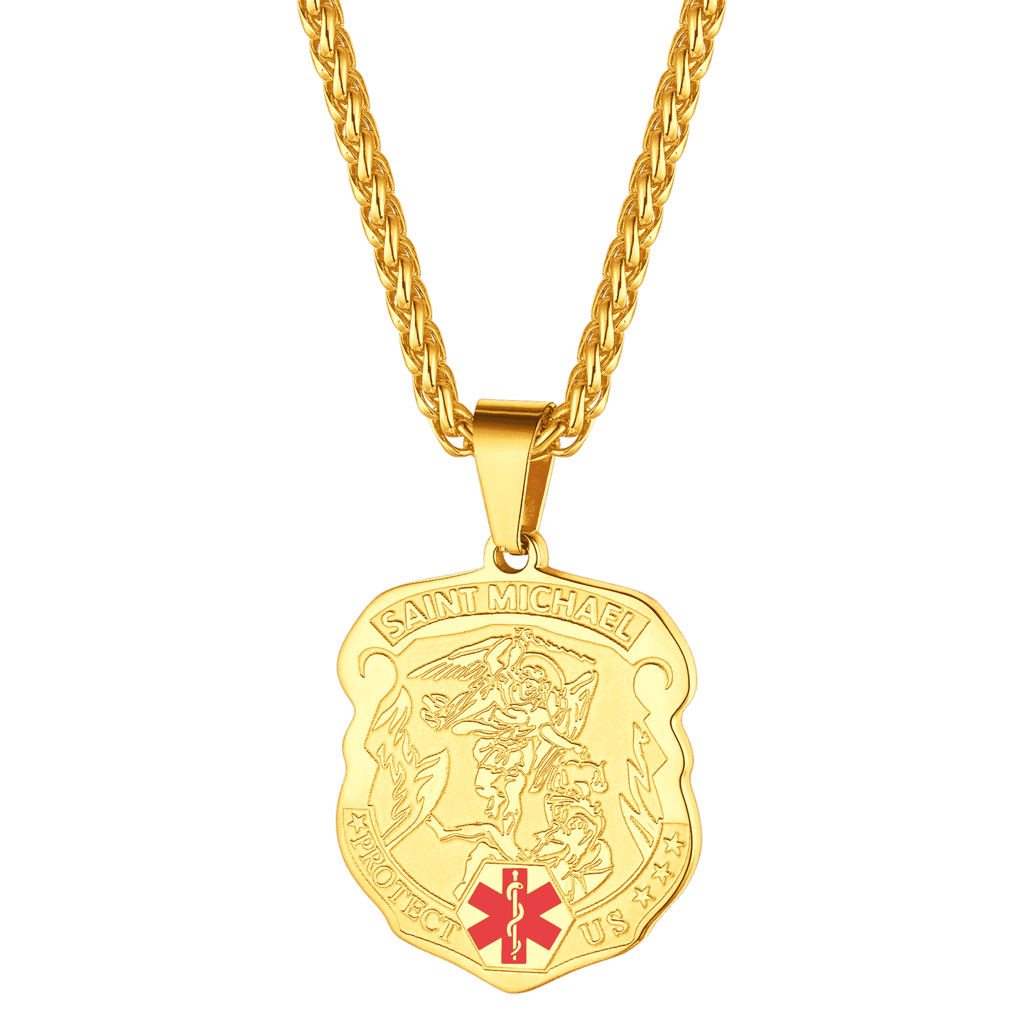 FaithHeart Custom St. Michael Medical Alert ID Necklace for Men FaithHeart