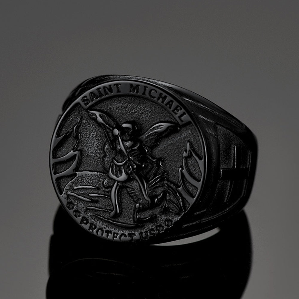 FaithHeart Christian Saint Michael Signet Ring For Men FaithHeart